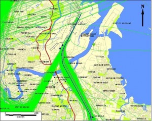 Existing and proposed departure paths