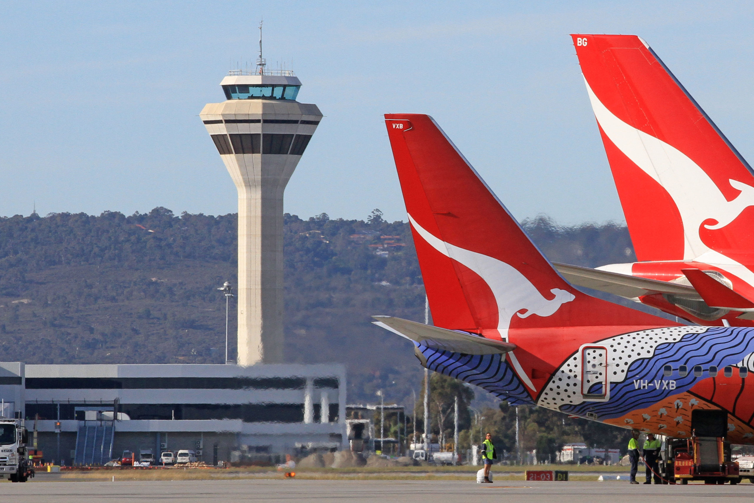 Airservices air traffic control tower at Perth Airport.