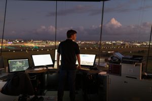 Air traffic controller oversees airspace
