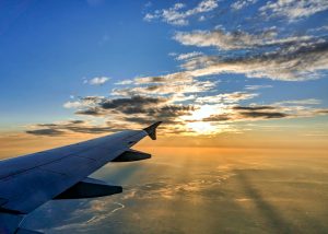 view-from-airplane-window-beautiful-sunset-sky