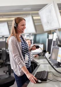 Female enroute air traffic controller. 