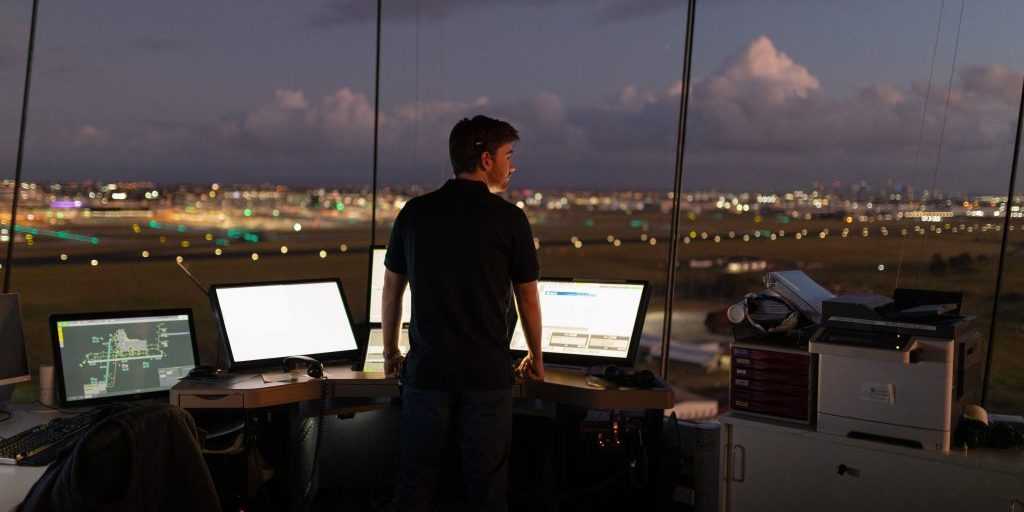 Air traffic controller oversees airspace