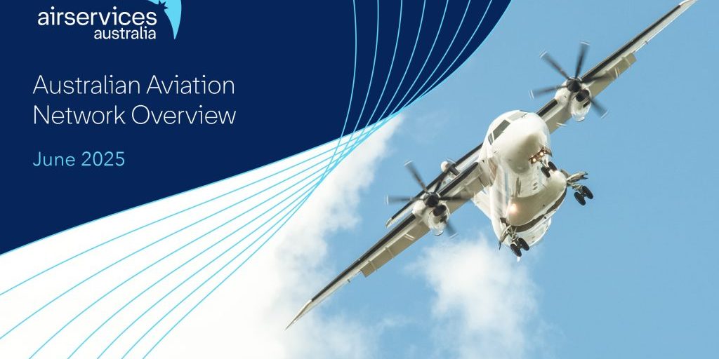 July cover shot of a corporate document: Airservices Australian Australian Aviation Network Overview report for June 2025.