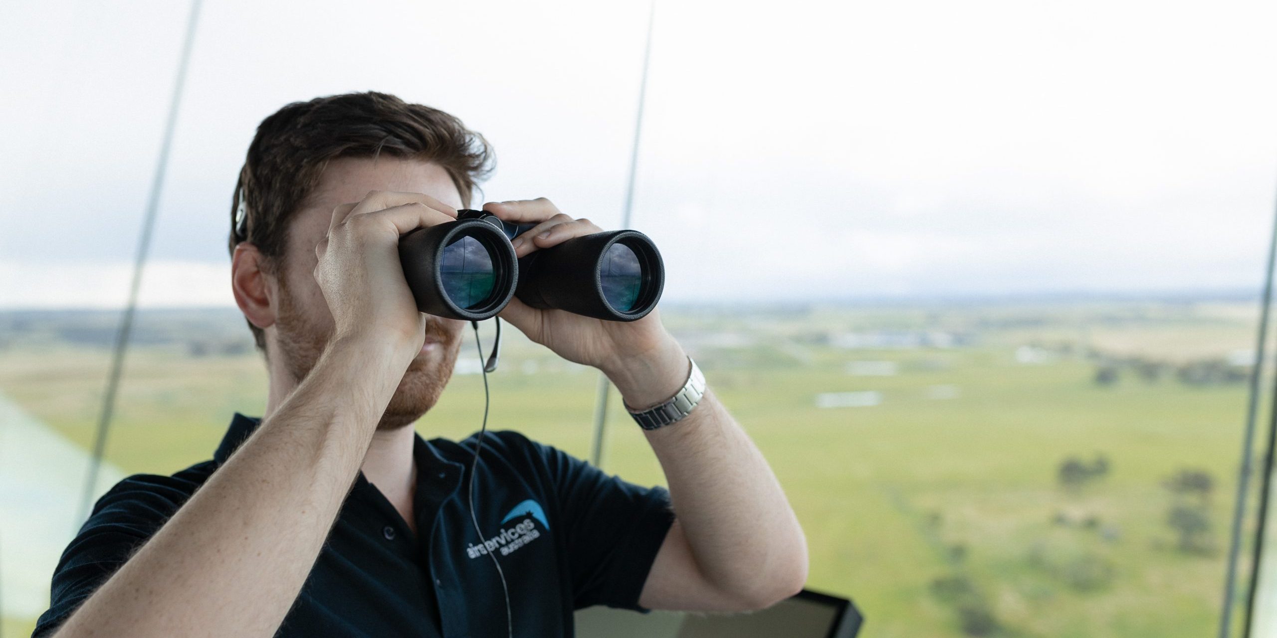 An air traffic controller surveys his domain